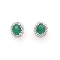 18K White Gold Emerald and Diamond Stud Earrings
