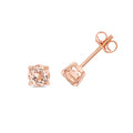 9K Rose Gold Round Morganite Stud Earrings