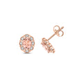 9K Yellow Gold Oval Morganite & Diamond Stud Earrings