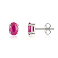 9K White Gold Oval Ruby Stud Earrings