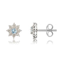 9K White Gold Aquamarine & Diamond Stud Earrings