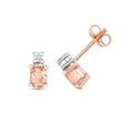 9K Rose Gold Morganite & Diamond Stud Earrings