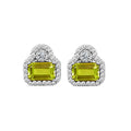 9K White Gold Peridot & Diamond Stud Earrings