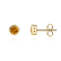 9K Yellow Gold 4mm Round Citrine Stud Earrings