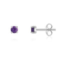 9K White Gold 3mm Round Amethyst Stud Earrings