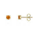 9K Yellow Gold 3mm Round Citrine Stud Earrings