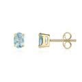 9K Yellow Gold Oval Aquamarine Stud Earrings
