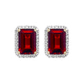 9K Yellow Gold Garnet & Diamond Stud Earrings
