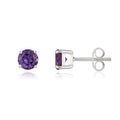 9K White Gold 5mm Round Amethyst Stud Earrings