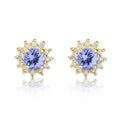 9K Yellow Gold Tanzanite & Diamond Halo Stud Earrings