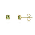 9K Yellow Gold 3mm Round Peridot Stud Earrings