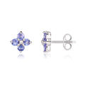 9K White Gold Tanzanite Quatrefoil Stud Earrings