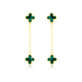 9K Yellow Gold Malachite Petal Drop Earrings