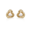 9K Yellow Gold Freshwater Pearls Small Knot Stud Earrings