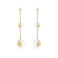 9K Yellow Gold Freshwater Pearl Graduated Drop Earrings