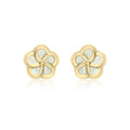 9K Yellow Gold Mother of Pearl Flower Stud Earrings