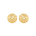 9K Yellow Gold Diamond Cut Pyramid Button Stud Earrings