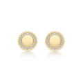 9K Yellow Gold CZ Disc Stud Earrings