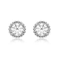 9K White Gold CZ Mini Halo Stud Earrings
