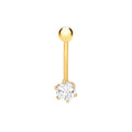 9K Yellow Gold CZ Round Belly Stud