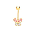 9K Yellow Gold CZ Butterfly Belly Stud