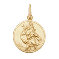 9K Yellow Gold Round St Christopher Pendant