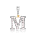 9K 2 Colour Gold Cubic Zirconia 'M' Initial Pendant