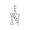 9K 2 Colour Gold Cubic Zirconia 'N' Initial Pendant