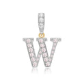 9K 2 Colour Gold Cubic Zirconia 'W' Initial Pendant