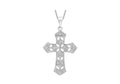 9K White Gold 0.05ct Diamond Filigree Cross Pendant