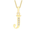 9K Yellow Gold Cubic Zirconia 'J' Initial Pendant