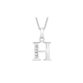 9K White Gold Cubic Zirconia 'H' Initial Pendant