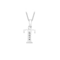 9K White Gold Cubic Zirconia 'T' Initial Pendant
