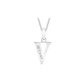 9K White Gold Cubic Zirconia 'V' Initial Pendant