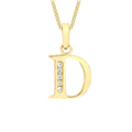 9K Yellow Gold Cubic Zirconia 'D' Initial Pendant