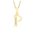 9K Yellow Gold Cubic Zirconia 'P' Initial Pendant