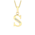 9K Yellow Gold CZ Initial " S " Pendant