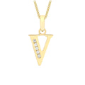 9K Yellow Gold Cubic Zirconia 'V' Initial Pendant