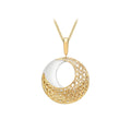 9K 2-Colour Gold Round Fretwork Pendant