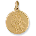 9K Yellow Gold Round St Christopher Pendant