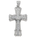 Sterling Silver Large Ornate Cubic Zirconia Cross Pendant