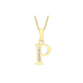 9K Yellow Gold CZ 'P' Initial Pendant