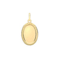 9K Yellow Gold Oval Patterned-Border Pendant