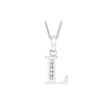 9K White Gold Cubic Zirconia 'L' Initial Pendant