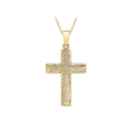 9K Yellow Gold Diamond Cut Textured Cross Pendant