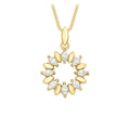 9K Yellow Gold Cubic Zirconia Wreath Pendant