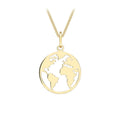 9K Yellow Gold Cutout 'World Map' Disc Pendant