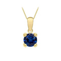 9K Yellow Gold Dark Blue Cubic Zirconia Pendant