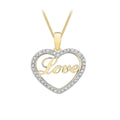 9K Yellow Gold Cubic Zirconia 'Love' Open-Heart Pendant