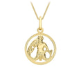 9K Yellow Gold Diamond Cut Aquarius Zodiac Pendant